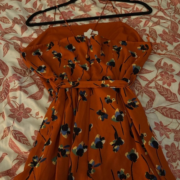 Sienna Sky Strapless Floral Dress in Orange and Black - Picture 4 of 5